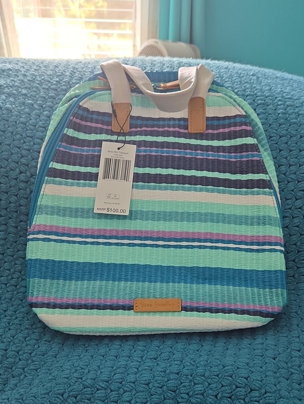 Vera Bradley Aqua Multi Striped Cosmetic Tote